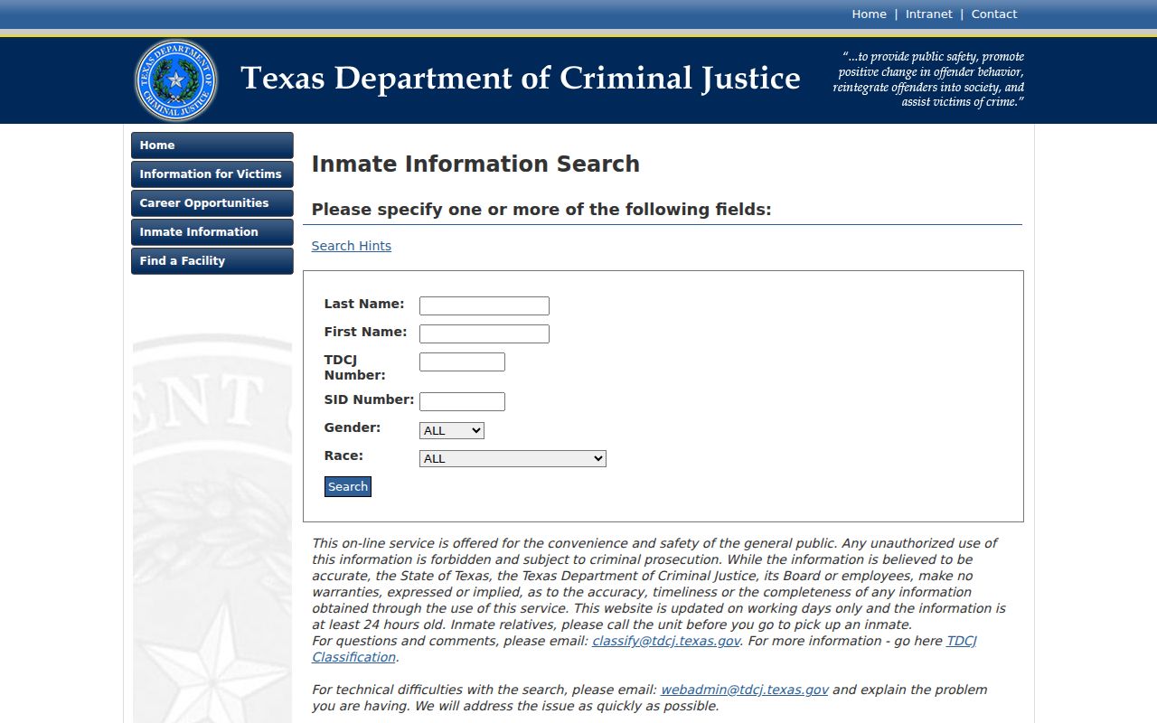 Gillespie County arrest history follow-up through TDCJ inmate search