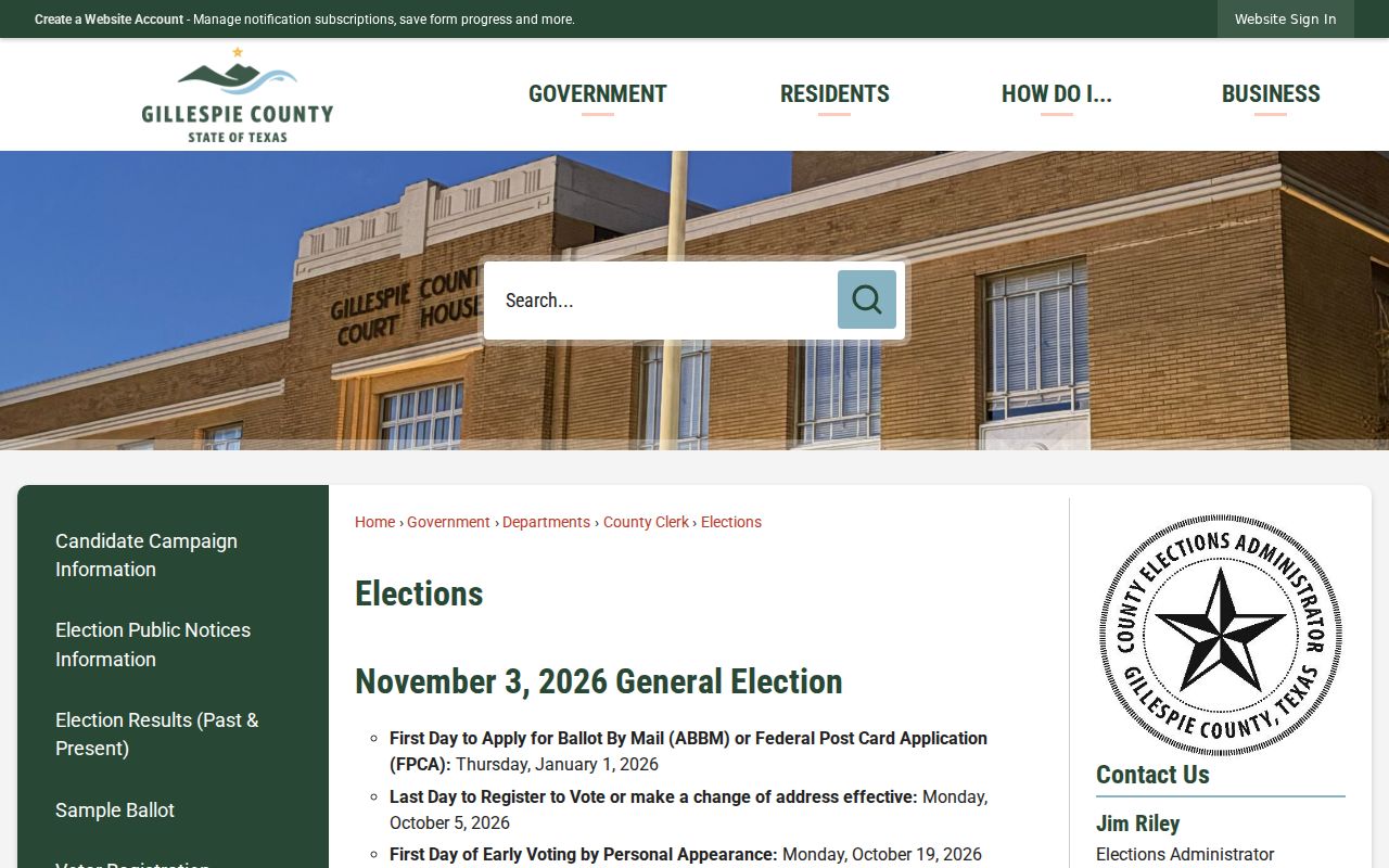 Gillespie County criminal court felony case page for the 216th District Court