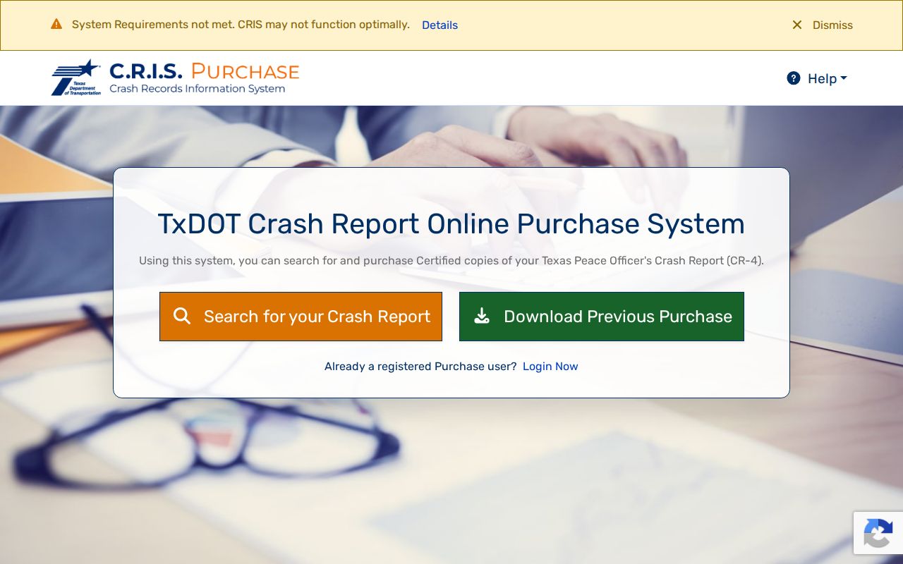 Fredericksburg criminal history and TxDOT CRIS crash report search screen