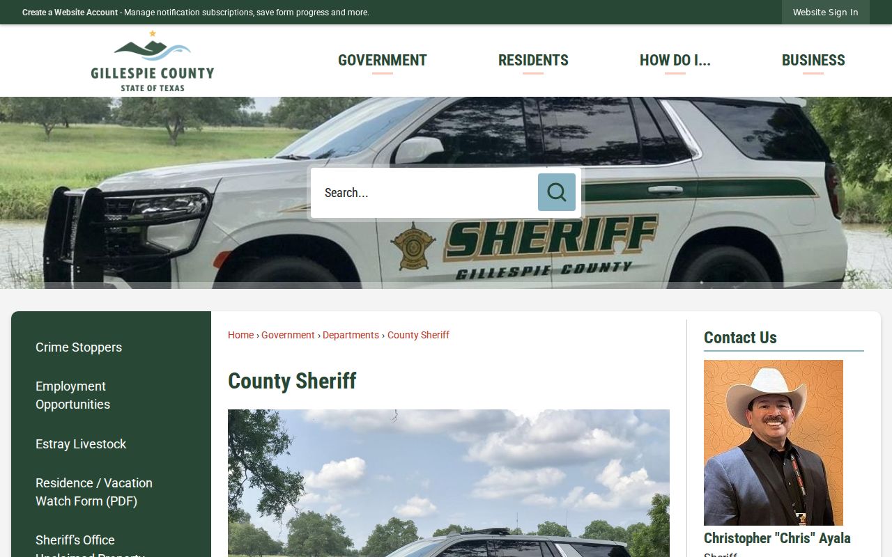 Gillespie County criminal records Sheriff contact and phone routes