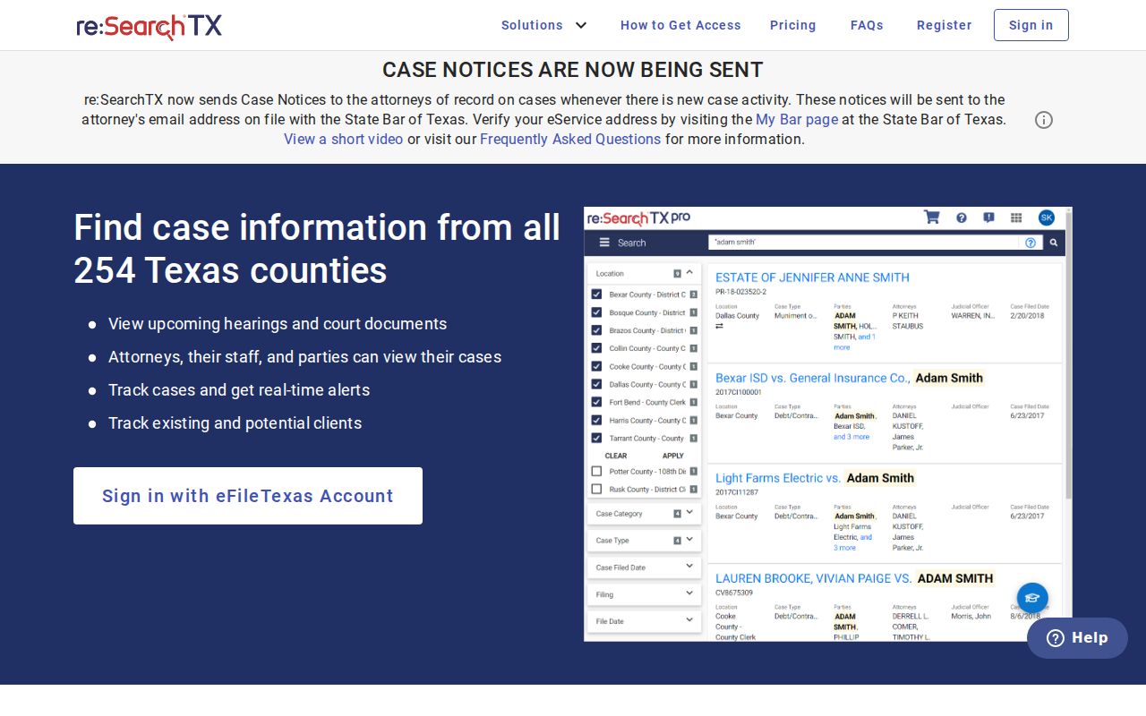 Gillespie County criminal case records reSearchTX portal